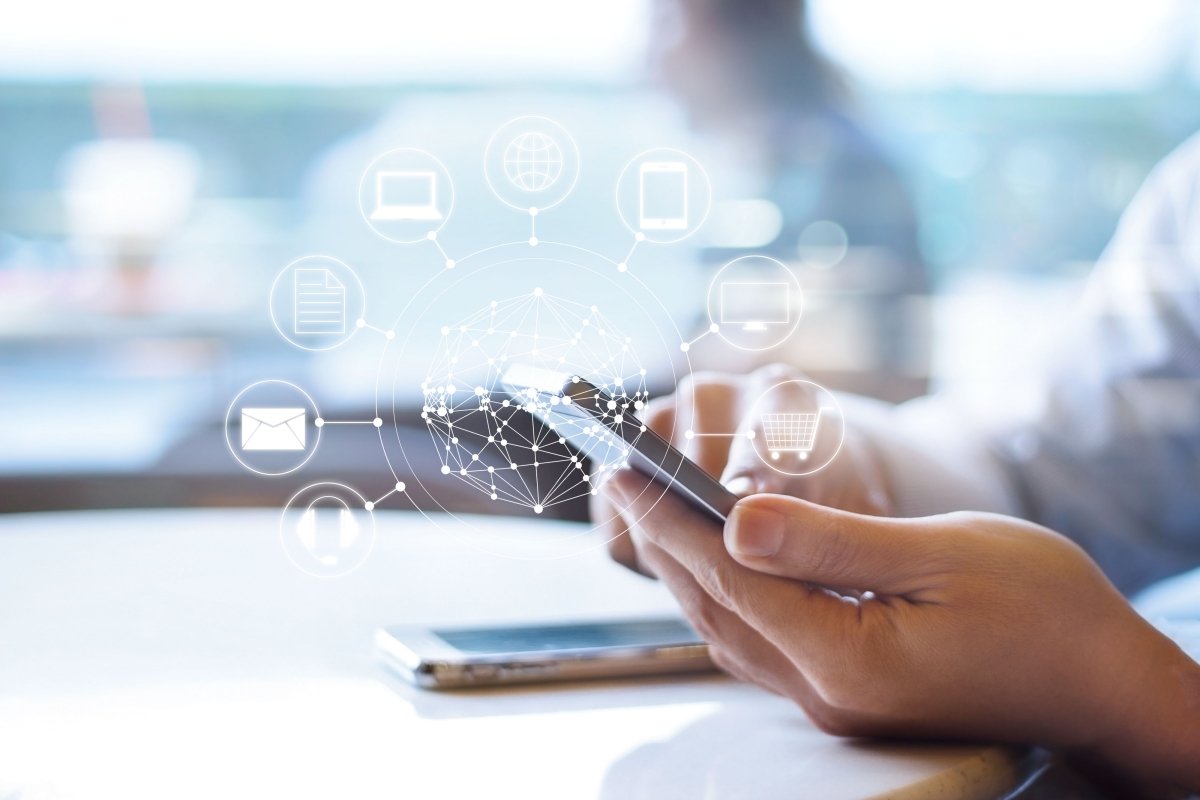 a person looking at a smartphone