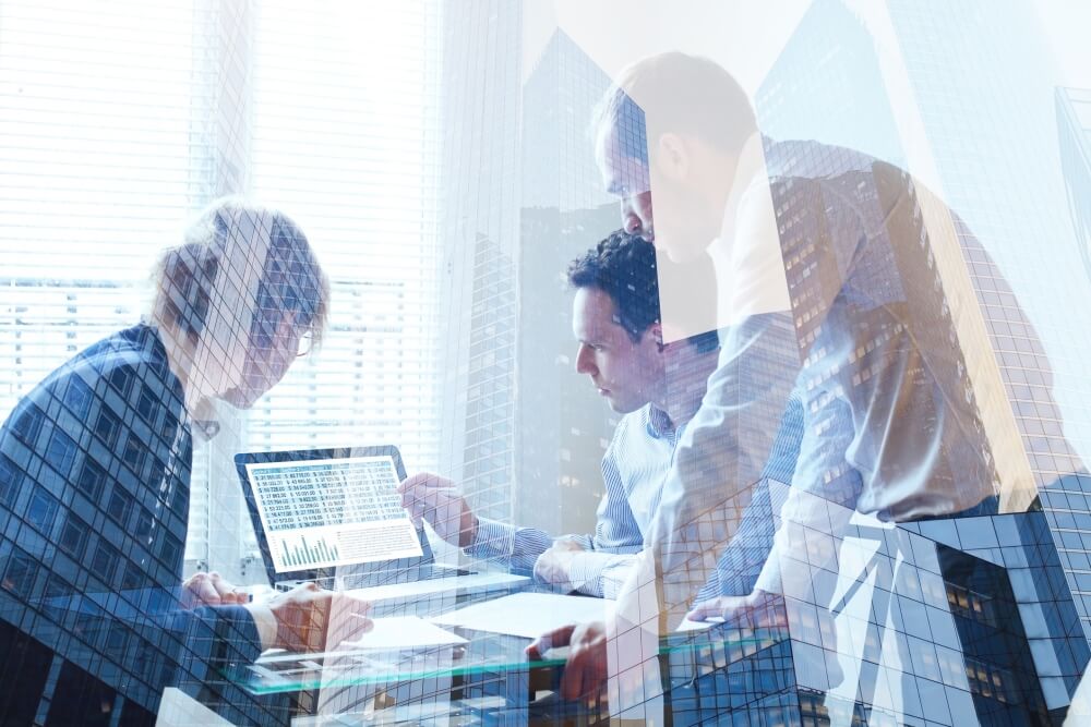 people working and collaborating together